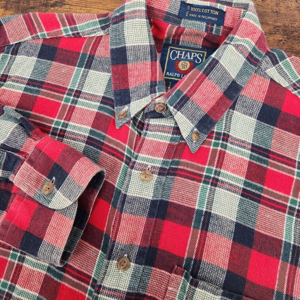 Chaps Ralph Lauren Vintage Cotton Button Down Flannel Men's‎ Size Medium